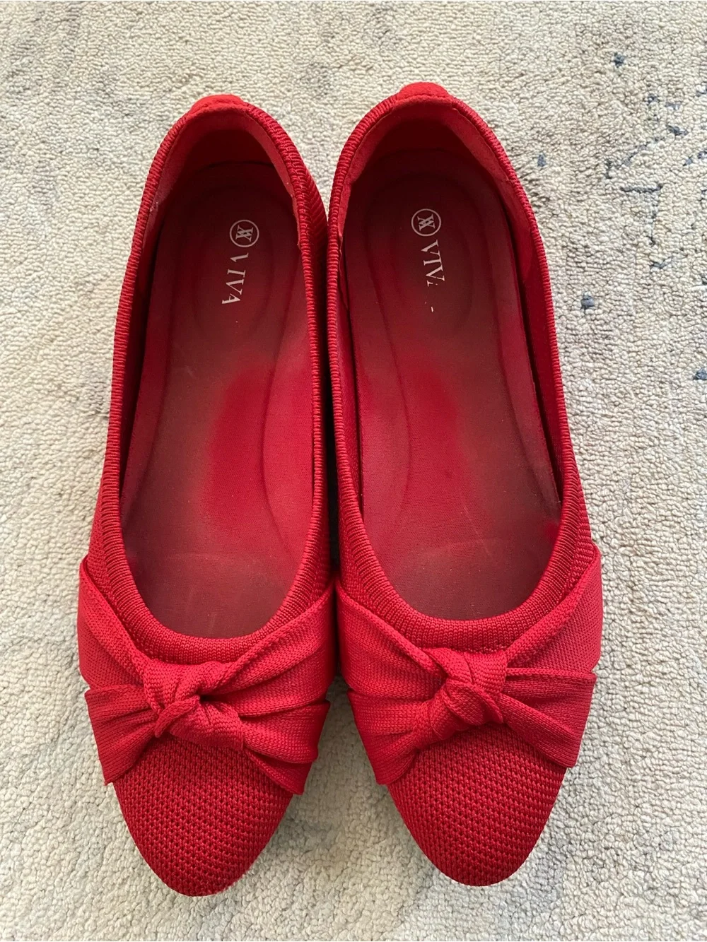 Vivaia Bibi Knotted Flats 38 Red Almond Toe Washable